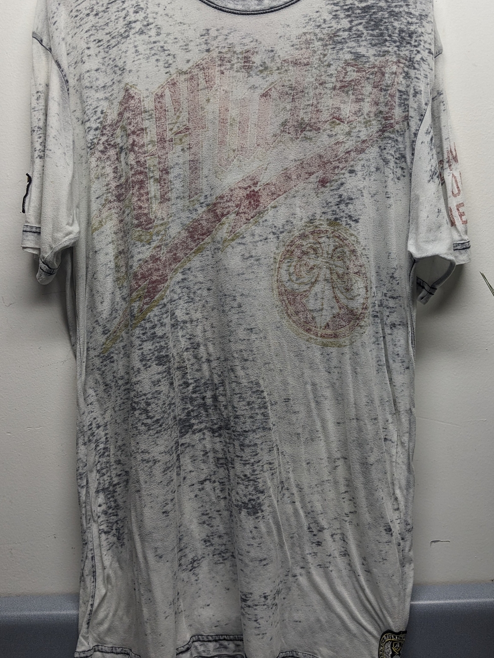 Y2K VTG Paper Thin Distressed Burnout Short Sleeve Tee 2XL Moto EUC Affliction